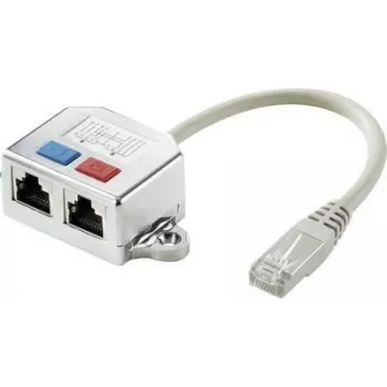 Renkforce RJ45 Netzwerk T-Adapter CAT 6 [2x RJ45-Buchse - 1x RJ45-Stecker] 15,00 cm Metall (RF-4538138)