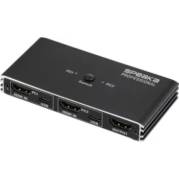 SpeaKa Professional HDMI 2.0 schlank KVM 2X1 USB2.0+IR, Schwarz HDMI-Switch HDMI 3840 x 2160 Pixel (SP-13724436)