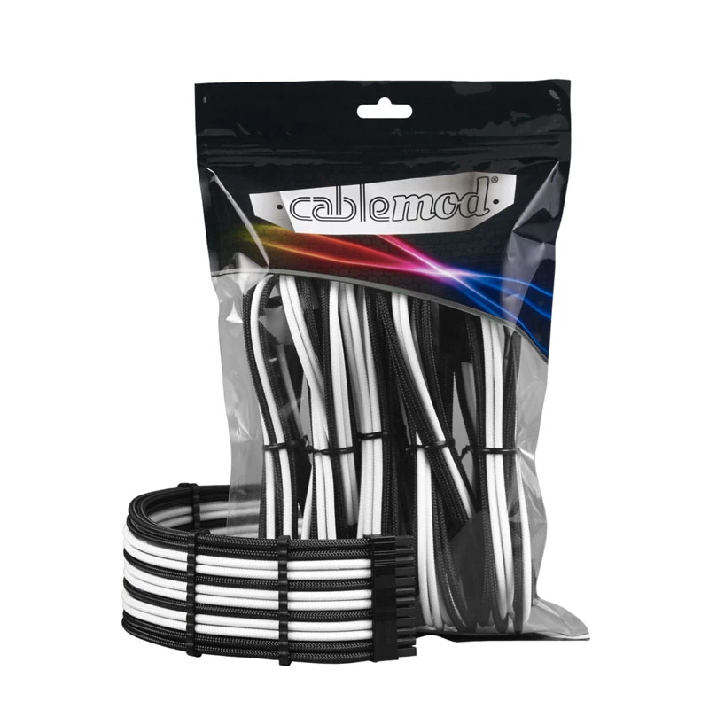 CableMod PRO ModMesh 12VHPWR Kabelverlängerungsset von CableMod – Schwarz/Weiß, PCIe 12VHPWR 16‑Pin Verlängerungsset