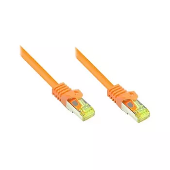 RJ45 Patchkabel mit Cat.7 Rohkabel und Rasthebelschutz (RNS®), S/FTP, PiMF, halogenfrei, 600 MHz, OFC, orange, 0,5 m, Good Connections® (8070R-005O)