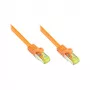 RJ45 Patchkabel mit Cat.7 Rohkabel und Rasthebelschutz (RNS®), S/FTP, PiMF, halogenfrei, 600 MHz, OFC, orange, 0,5 m, Good Connections® (8070R-005O)