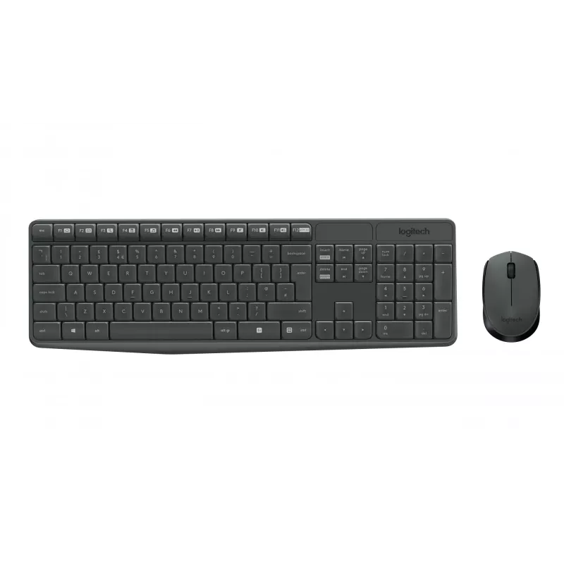 Logitech MK235 Langlebiges kabelloses Tastatur- und Maus-Set in Grau