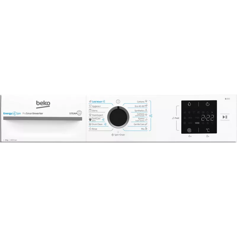 BEKO Waschmaschine BM3WFSU38413WB, 8 kg, Energieklasse A, 51,8 cm, 1400 U/min, Invertermotor