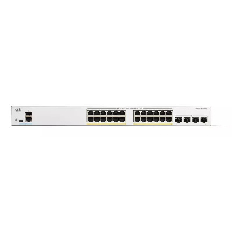 Cisco Catalyst 1200-24FP-4G Smart Switch, 24 Port GE, Full PoE, 4x1GE SFP, Limited Lifetime Protection (C1200-24FP-4G)