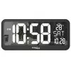 Große Digitaluhr Wandmontage freistehend mit Temperatursensor 37x17cm LCD-Anzeige Netzadapter & batteriebetrieben