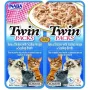 Nassfutter-Leckerli für Katzen INABA Twin Thunfisch mit Huhn und Jakobsmuscheln in Brühe, 2x40 g Beutel, Fischgeschmack, 86,5 % Feuchtigkeit