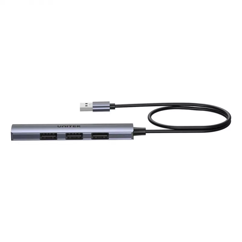 USB-Hub Unitek H1208CGY01 — 4-Port USB 3.0 (5 Gbit/s), abwärtskompatibel mit USB 2.0, Aluminium