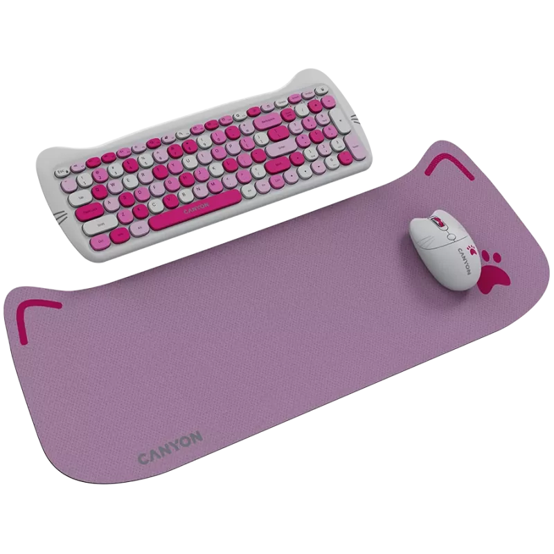 Kabelloses Tastatur- und Maus-Set CANYON HSET-W6 Pink Kitty Edition