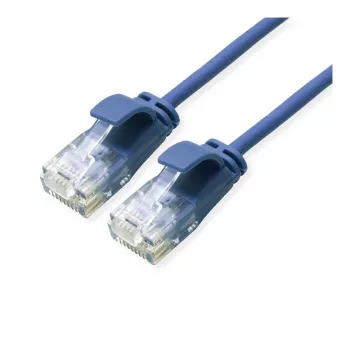 ROLINE GREEN UTP Patchkabel Cat.6A (Klasse EA), LSOH, schlank, Blau, 1 m