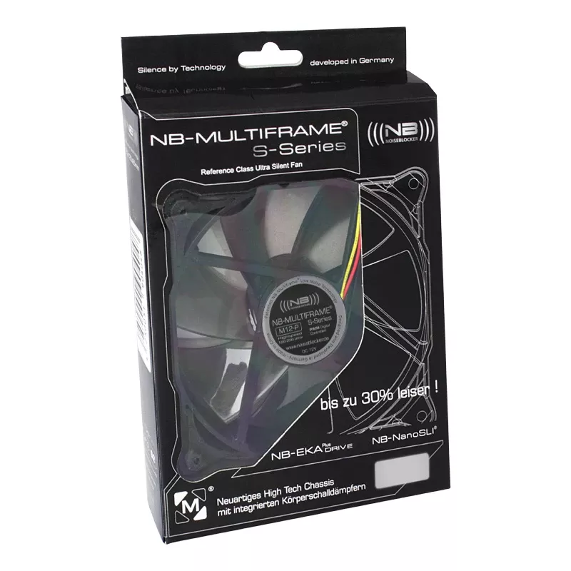 NoiseBlocker Multiframe M12-P 120 mm Computer-Gehäuselüfter, 2000 U/min, 133 m³/h, 4,5 V, Schwarz