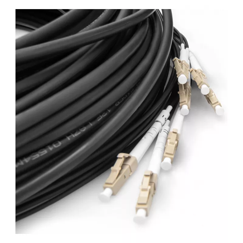 Glasfaser-Breakoutkabel DIGITUS DK-24338U030BK-BBB, vorkonfektioniert OM4 Multimode 8-adrig, LC/UPC–LC/UPC, 30 m, U-DQ(ZN) BH