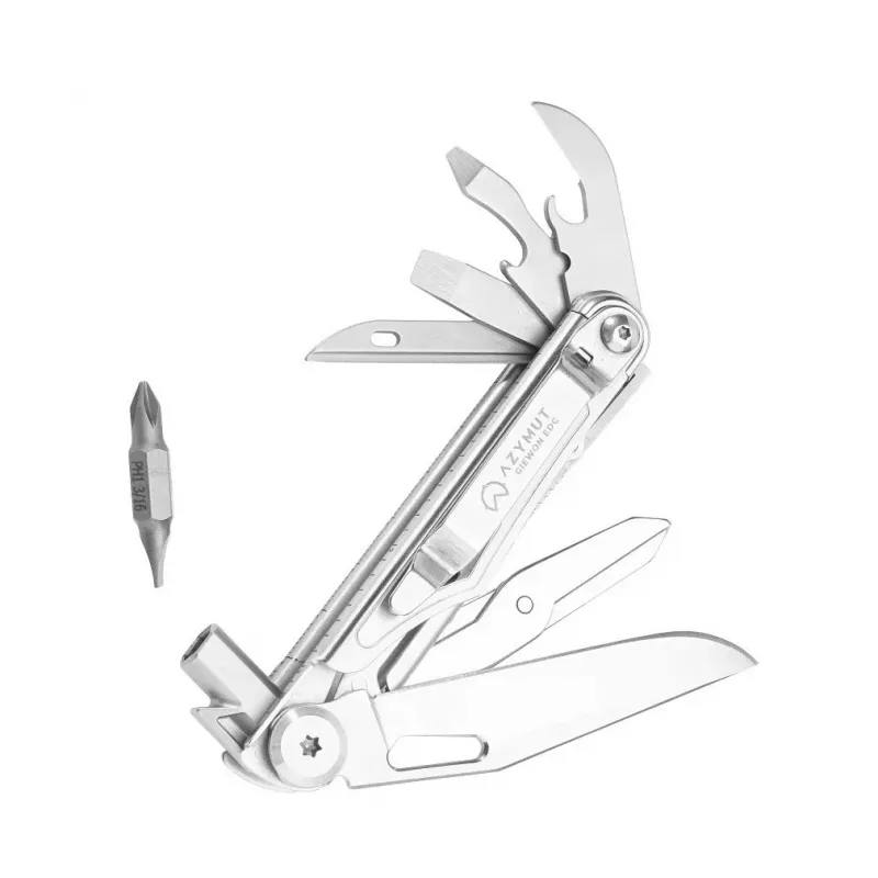 Multitool AZYMUT H2038B — 8-tools Edelstahl kompakt EDC, 173 mm, 125 g, mit Holster und Bitsatz