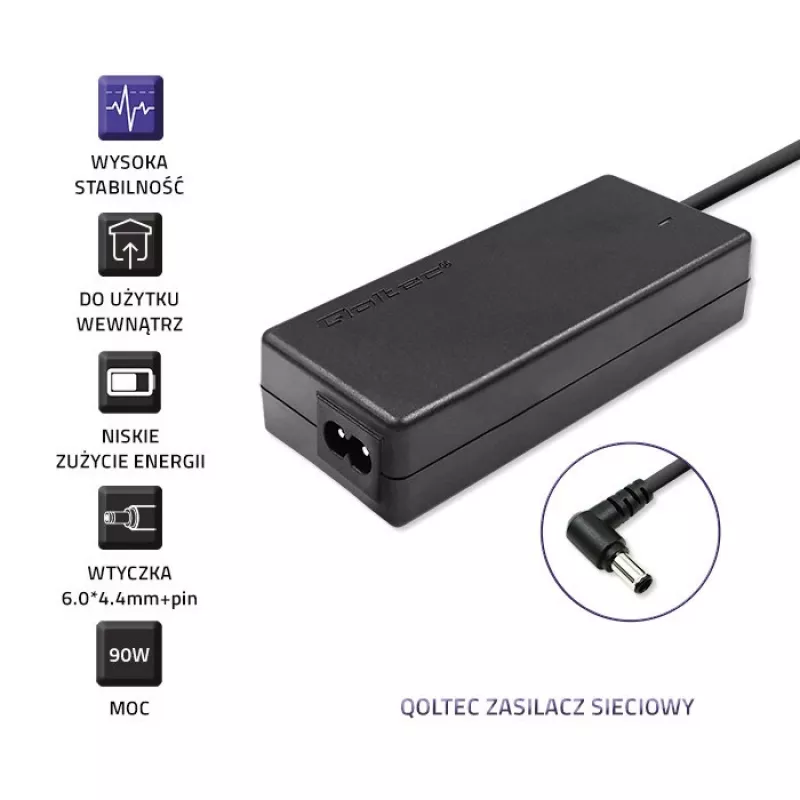 Qoltec 50088.90W Netzteil Innenbereich Schwarz