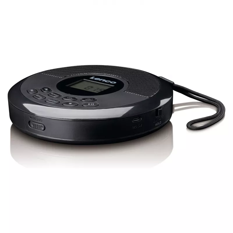Tragbarer CD-Player Lenco CD-340BK — schwarz, tragbares Design