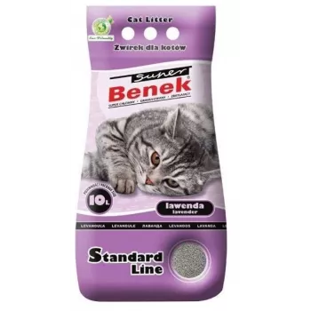 Klumpstreu Super Benek Standard Lavendel 10 l – Bentonit, parfümiert, graue Körner