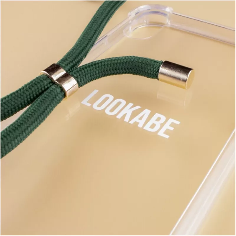 Handyhalskette-Hülle Lookabe für iPhone 7/8 Plus — gold mit grünem Gurt