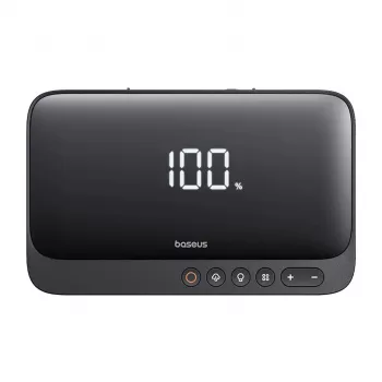 Tragbares Ladegerät Baseus Super Energy 6000 mAh – Starthilfe, LiPo 6000 mAh, 300 A Startstrom, 150 PSI, integriertes Display & Taschenlampe, USB-C + USB-A, schwarz