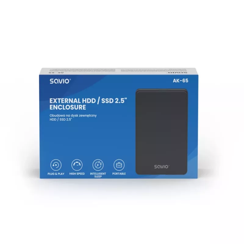 Festplatten-/SSD-Gehäuse SAVIO AK-65 Schwarz 2,5 Zoll SATA USB 3.0 5 Gbit/s Micro-USB
