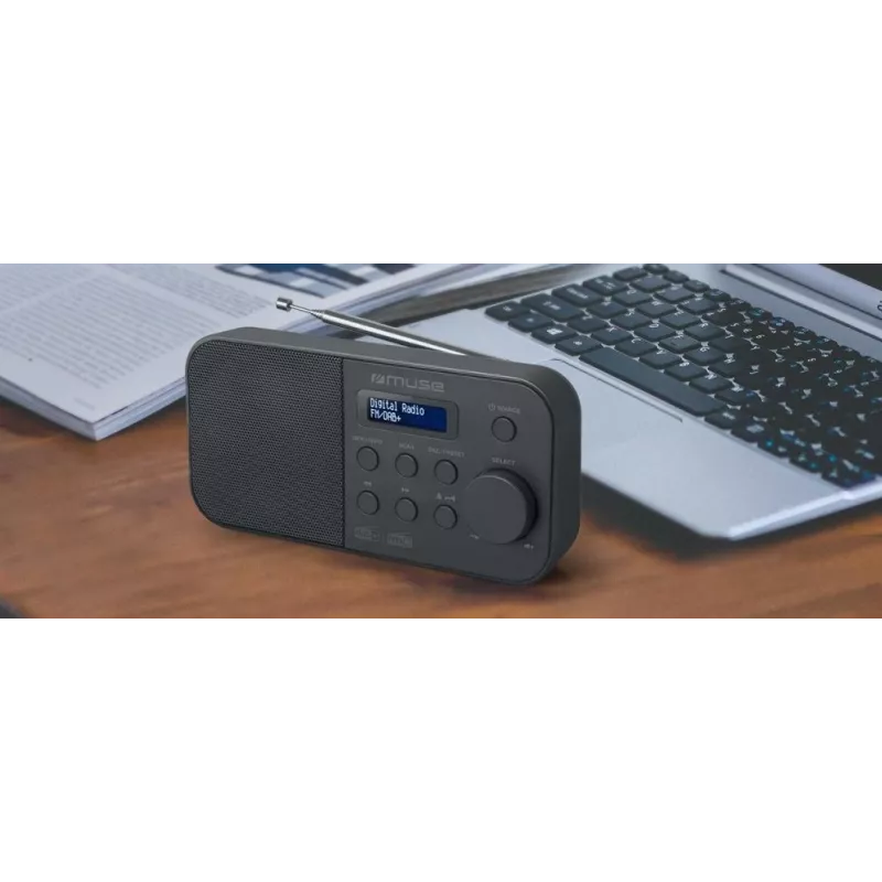 Muse M-109DB tragbares Radio, DAB+/FM PLL, LCD-Display, Wecker, Batterie-/Netzbetrieb, Schwarz
