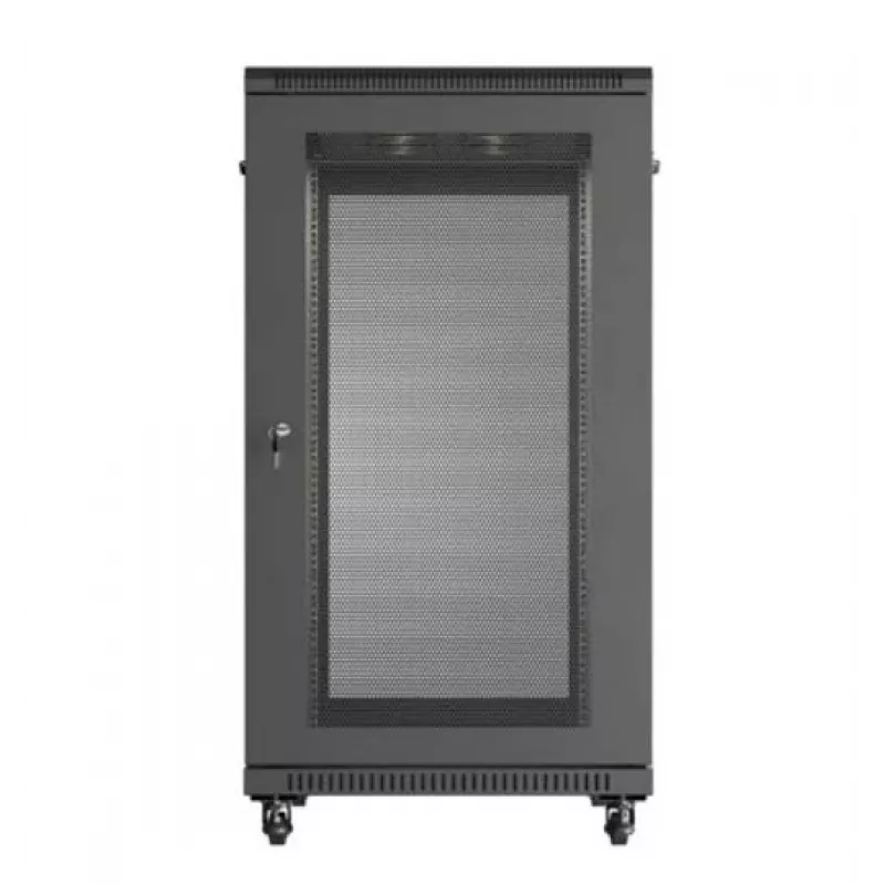 19-Zoll-Rack-Schrank LANBERG FF01-6022-23B, 22U, 600×1000 mm, schwarz, perforierte Türen