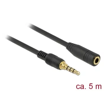 DeLOCK 85635 Audiokabel 3,5 mm Stecker auf Buchse 5 m Schwarz