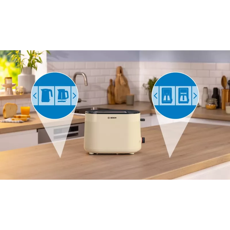 Bosch Toaster | TAT2M127 MyMoment | Leistung 950 W | Anzahl der Schlitze 2 | Gehäusematerial Kunststoff | Beige