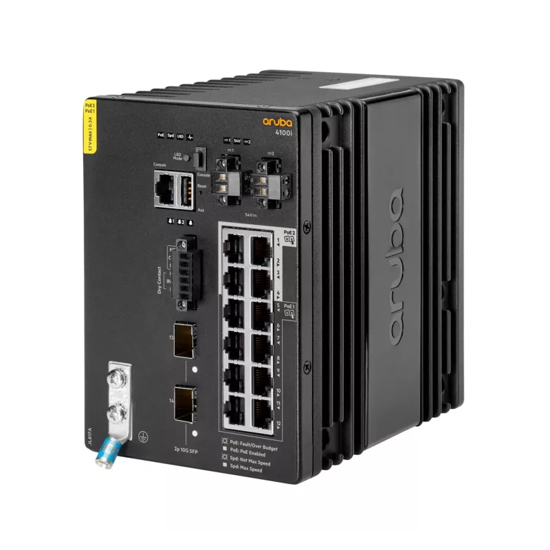 Hewlett Packard Enterprise HPE Aruba 4100i - Switch - 8 x 10/100/1000 (PoE Class 4) + 4 x 10/100/1000 (PoE Class 6) + 2 x SFP+ - DIN-Schienenmontage - PoE Class 4 / PoE Class
