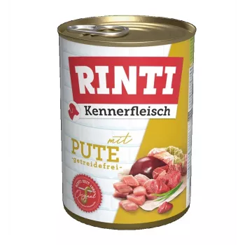 RINTI Kennerfleisch Truthahn - Nassfutter für Hunde - 400g