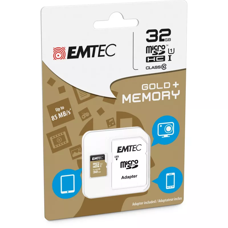 Flash-Speicher Emtec 32GB MicroSDHC Class10 ECMSDM32GHC10GP