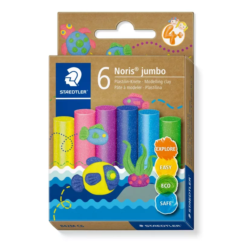 Knetmasse Staedtler Noris Jumbo Glitzer – ungiftig, leicht formbar, MPN 842M C6
