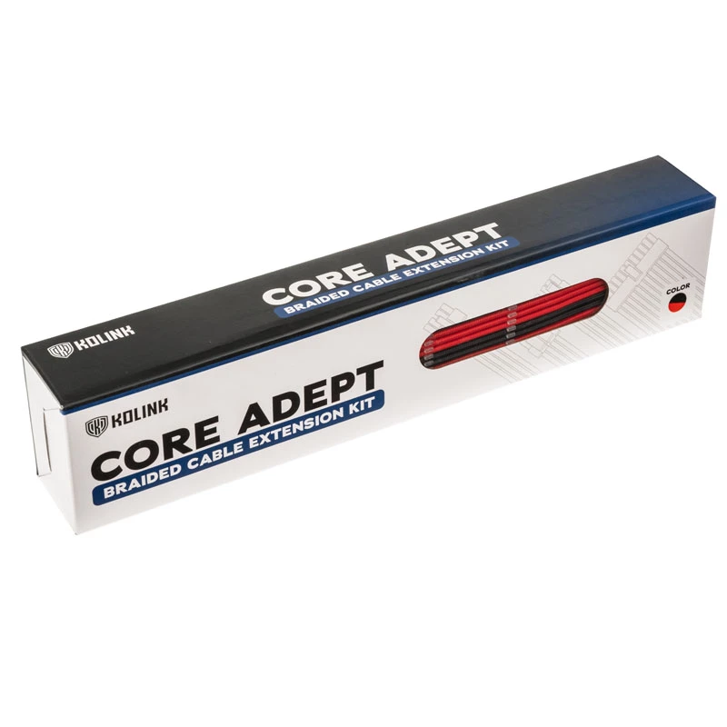 Geflochtenes Kabelverlängerungskit Kolink Core Adept – 20+4pin, 8pin, 4+4pin, 3×6+2pin; Längen 300–350 mm; PET-Mantel; Kupferleiter