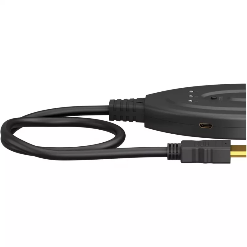 HDMI-Umschaltbox 3 to 1 (4K @ 60Hz), HDMI Switch (schwarz, 55cm Kabel)