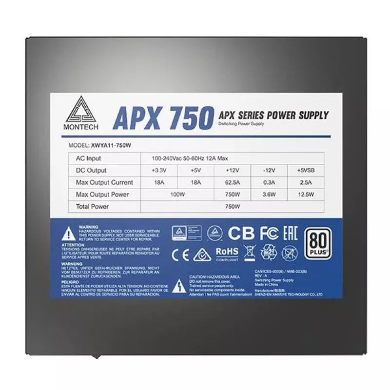 Montech APX750 Netzteil 750 W 20+4-Pin ATX ATX Schwarz
