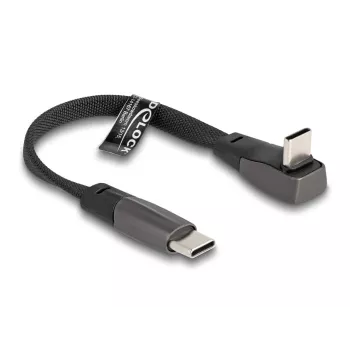 DeLOCK USB 2.0 Flachbandkabel USB Type-C Stecker auf USB Type-C Stecker abgewinkelt PD 3.0 60 W 14 cm schwarz
