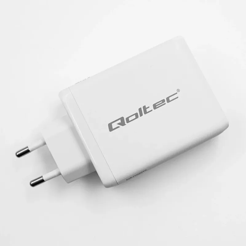 Ladegerät QOLTEC 100W GaN USB-C Dual PD 5–20V 1,5–5A, 2×USB-C