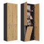 Topeshop NEL 1K DD ANT/ART KP Badezimmer-Standschrank Graphit, Eiche
