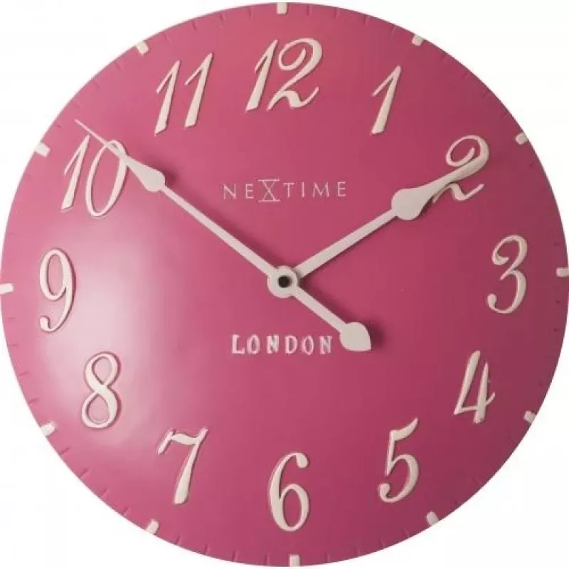 NeXtime klok 3084rz London Arabic, Ø34,5 cm, Wand, Pink/Weiß