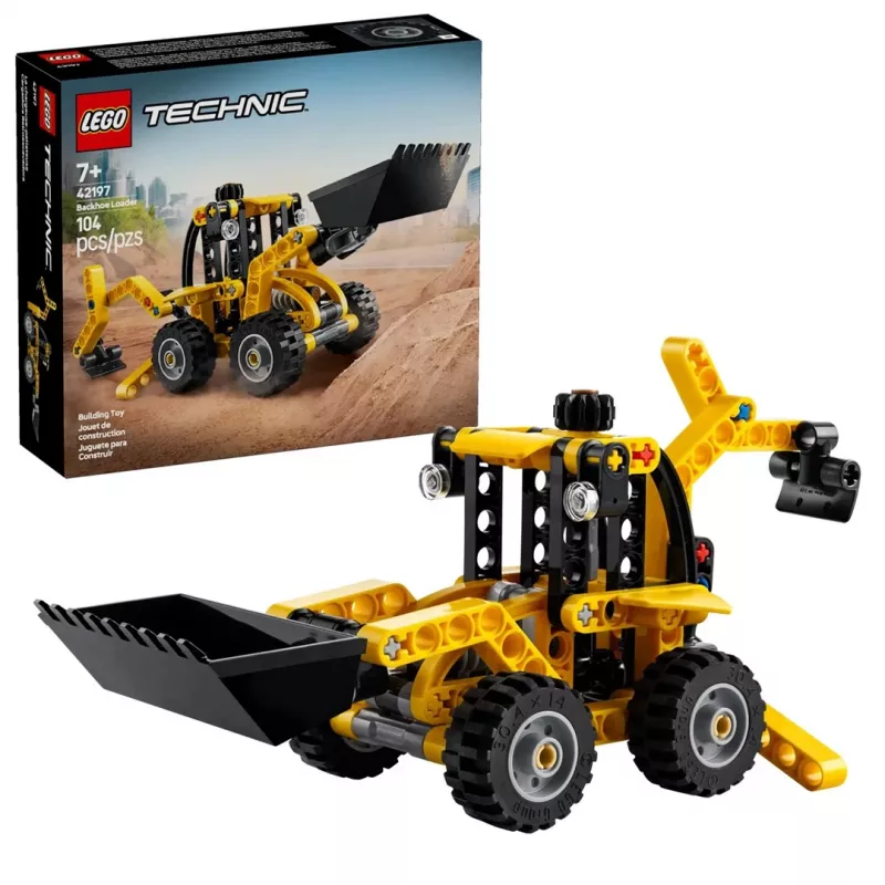 Konstruktionsset LEGO Technic Backhoe Loader 42197 — Knicklenkung, funktionierender Lader, 104 Teile, empfohlenes Alter 7+