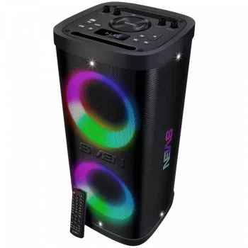 Tragbarer Lautsprecher SVEN PS-930, schwarz, Ausgangsleistung 2x75W (RMS), TWS, Bluetooth, FM, USB, microSD, LED-Display, Lithium-Akku