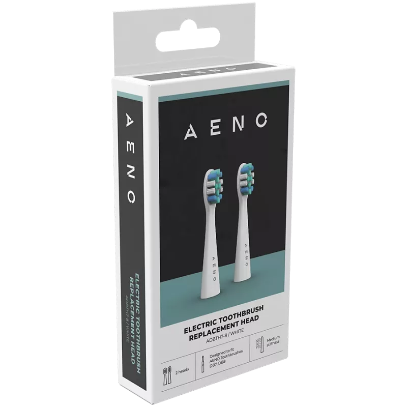 AENO Ersatzbürstenköpfe, Weiß, Dupont-Borsten, 2er-Set (für ADB0007/ADB0008)