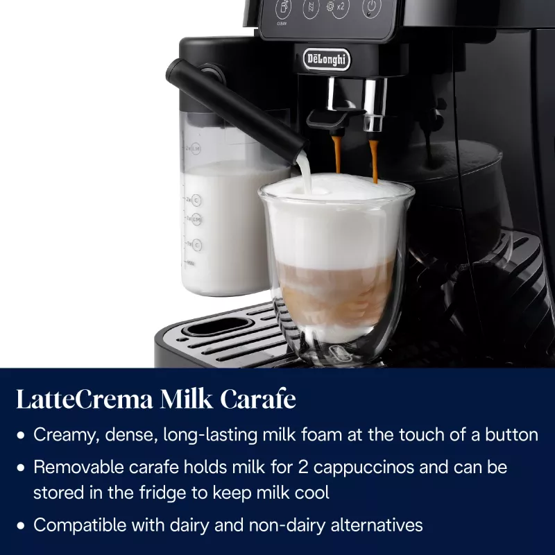Kombi-Kaffeemaschine De’Longhi Magnifica ECAM220.60.B — 1,8 l Wassertank, 250 g Bohnenbehälter, Keramikmahlwerk, schwarz