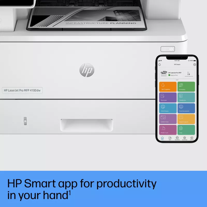 HP LaserJet Pro MFP 4102dw Drucker, Laser, Monodruck, 1200 x 1200 DPI, A4, Direktdruck, Weiß