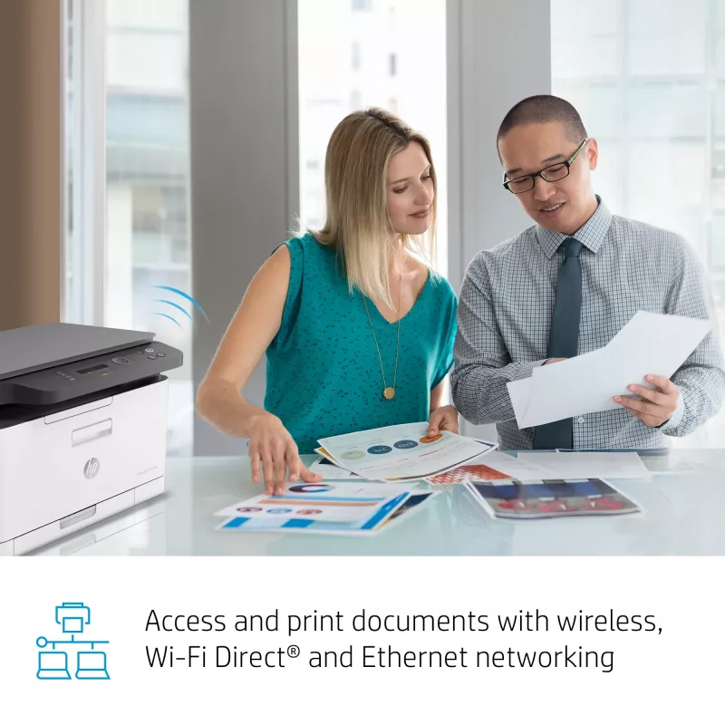 Multifunktions-Laserdrucker HP Color Laser MFP 178nw — Farbdruck, A4, 18 Seiten/min (S/W), Wi‑Fi, Ethernet, Duplex-Scan