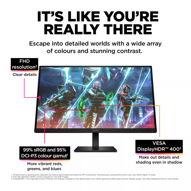 OMEN by HP 27-Zoll-FHD-240Hz-Gaming-Monitor – OMEN 27s, 68,6 cm (27 Zoll), 1920 x 1080 Pixel, Full HD, LCD, 1 ms, Schwarz