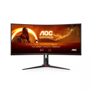 34-Zoll AOC CU34G2XP/BK VA-Monitor, 3440×1440, 21:9, 180 Hz, 1 ms, 2×HDMI, schwarz