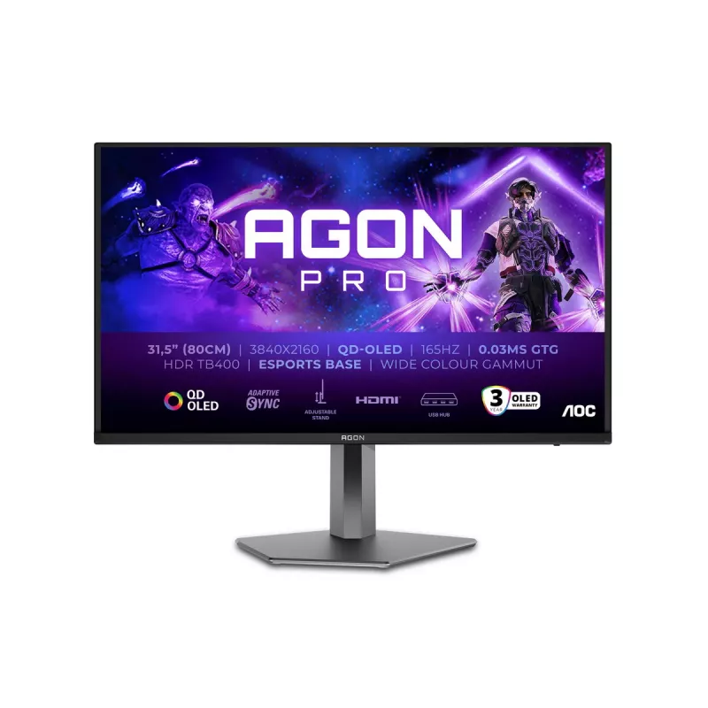 AOC AGON PRO AG326UD Computermonitor 80 cm (31,5 Zoll) 3840 x 2160 Pixel 4K Ultra HD QD-OLED Schwarz