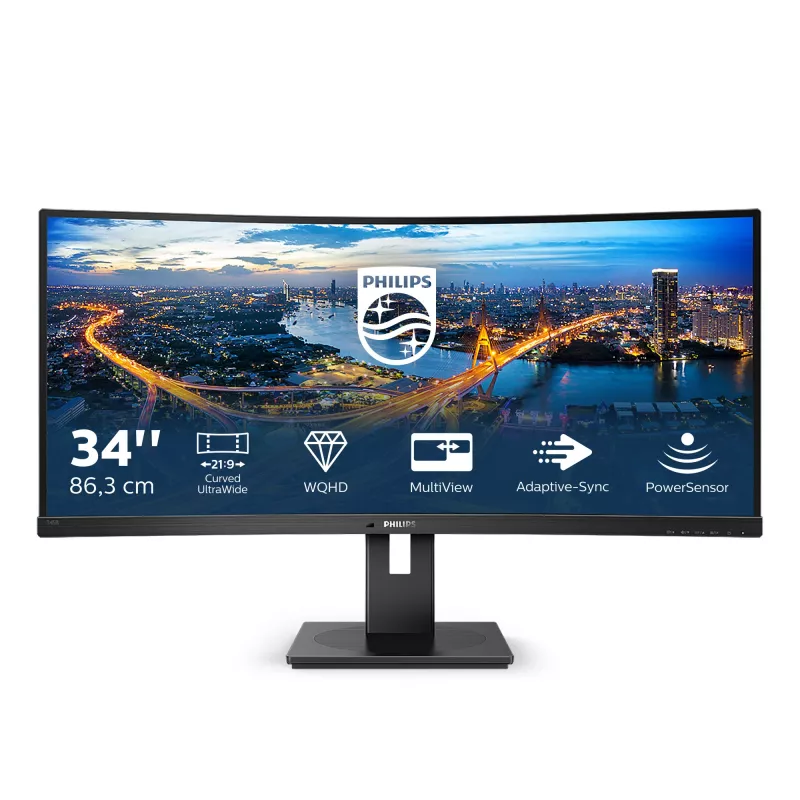 Philips B Line 345B1C/00 Computer Monitor 86,4 cm (34 Zoll) 3440 x 1440 Pixel Quad HD LCD Schwarz