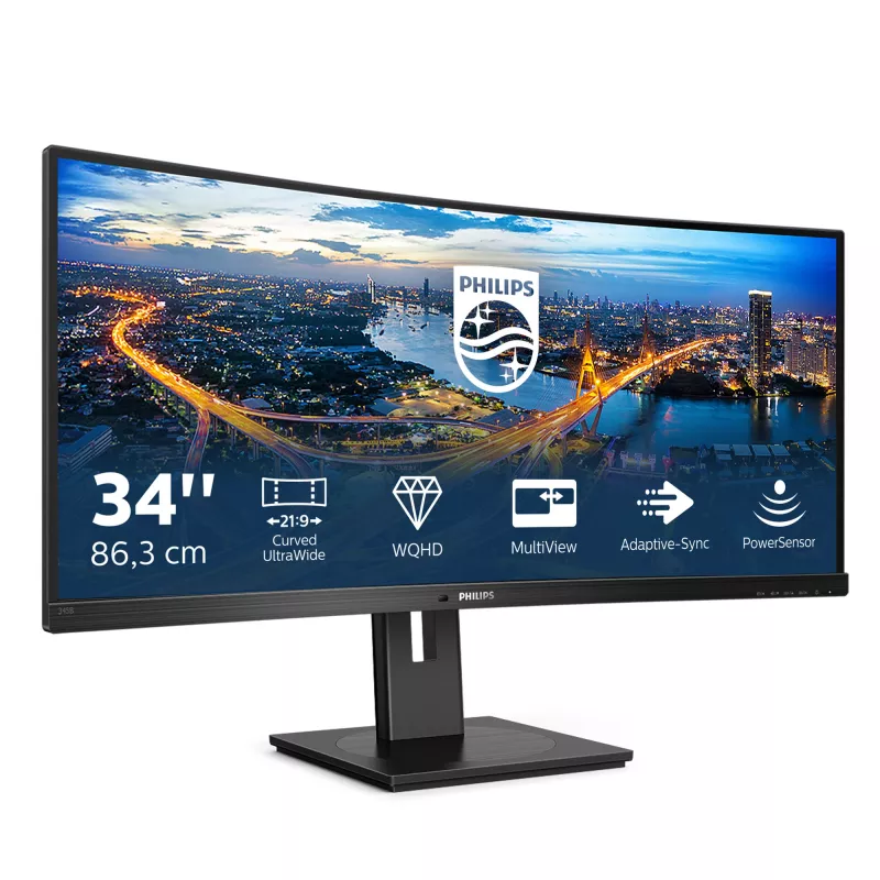 Philips B Line 345B1C/00 Computer Monitor 86,4 cm (34 Zoll) 3440 x 1440 Pixel Quad HD LCD Schwarz