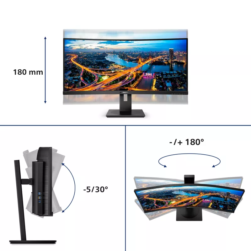 Philips B Line 345B1C/00 Computer Monitor 86,4 cm (34 Zoll) 3440 x 1440 Pixel Quad HD LCD Schwarz
