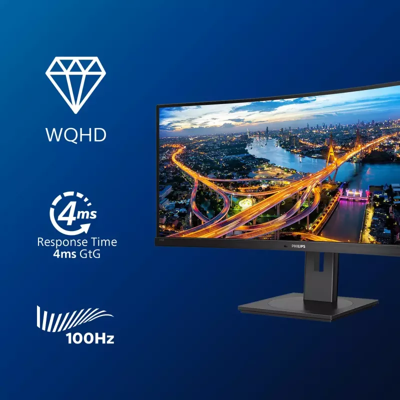 Philips B Line 346B1C/00 Computer Monitor 86,4 cm (34 Zoll) 3440 x 1440 Pixel Quad HD LCD Schwarz